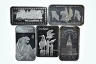 Lot 5 VINTAGE 1 Oz Silver Bars/Rounds Art Bars Collection Poured .999 *537