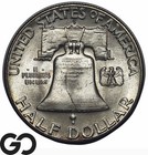 1948-D Franklin Half Dollar, Satin Luster Choice BU++, Better Denver Date — photo 2