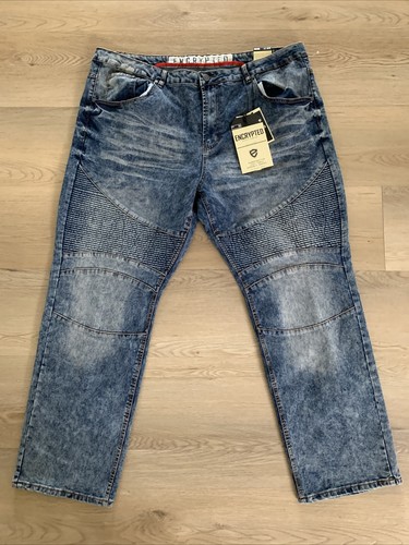 New Men’s Encrypted Acid Wash Slim Fit Jeans 48x34 Street Wear Style Hip Hop