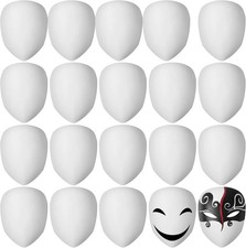 20 Pack White Paintable DIY Cosplay Masks Blank Plastic Full Face Masks for Masq