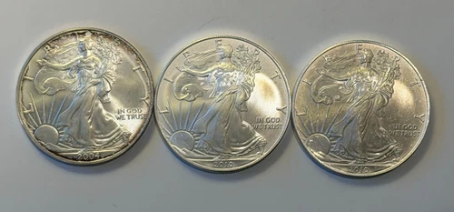 3 PCS 2004 + 2010 American Silver Eagles Uncirculated- 1 oz .999 Silver Dollar