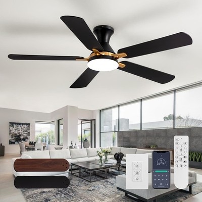 CROSSIO 52'' Modern Ceiling Fans with Lights and Remote Control/APP 5 Blades B...