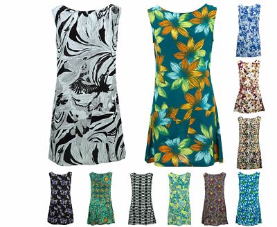Taschen Kleid ärmellos hochgeschlossen Damen Frauen Sommer hell bunt