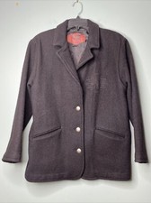 Vintage Woolrich Women's Medium Coat Blazer Black Wool Mohair Union Made in USA