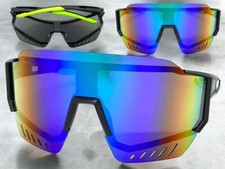 OVERSIZED Vintage Retro Sporty Wrap Around Style SUN GLASSES Large Black Frame