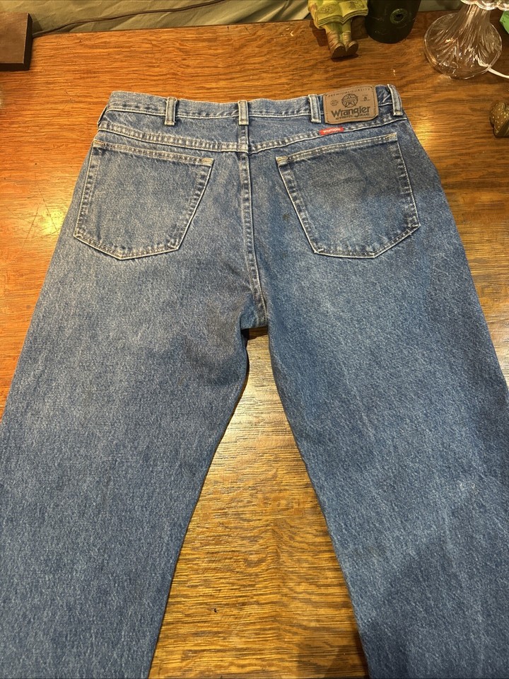 Wrangler Mens Jeans 36X29 Blue Relaxed Fit Straight WORK PANTS ONLY eBay