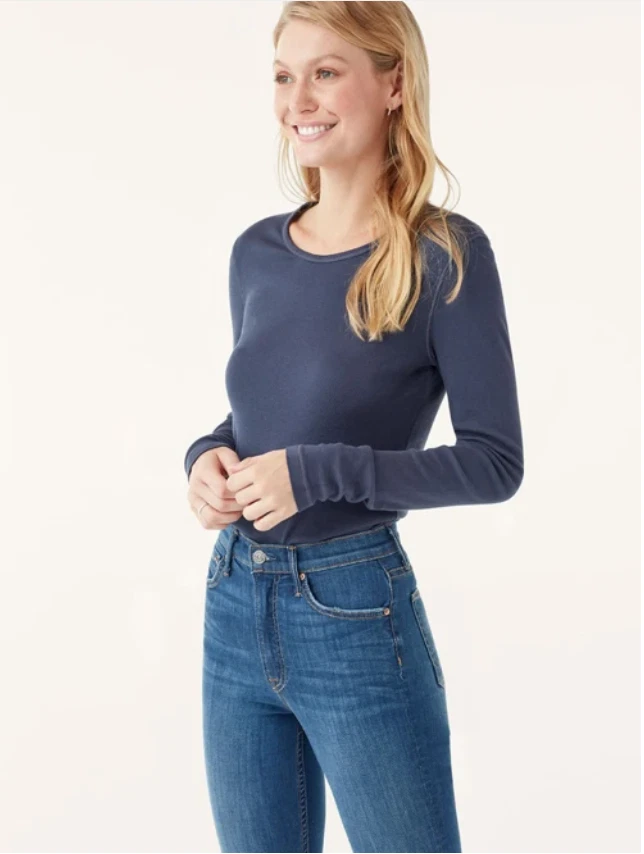 Nueva con etiquetas Espléndida Camiseta Para Mujer Manga Larga Talla XS S M L XL Verde Gris Negro Blanco $55 Foto 2 de 4