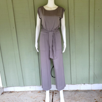 NWT Ann Taylor LOFT Taupe Jersey Cropped Jumpsuit XS