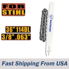 Holzfforma 36 inch 3/8 .063 114DL Guide Bar & Saw Chain For Stihl Chainsaws