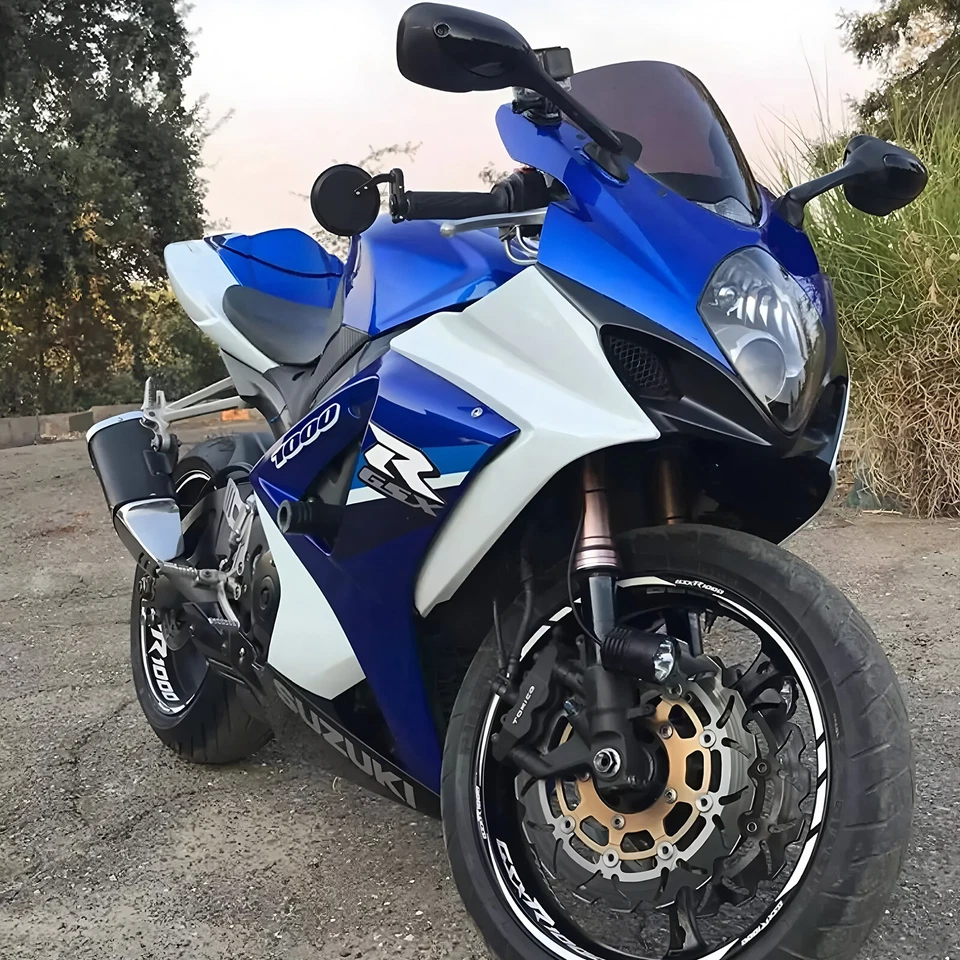 Round Motorcycle 7/8"CNC Handle Bar End Mirrors For Suzuki GSXR 750 1000 600 250 - Imagem 3 de 4
