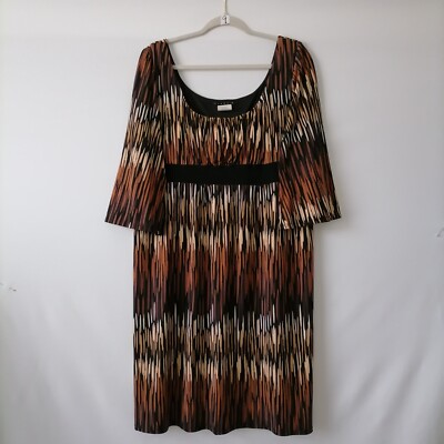 Tiana B. Womens Brown Scoop Neck Animal Print Knee Length Jersey Dress Size  XL | eBay