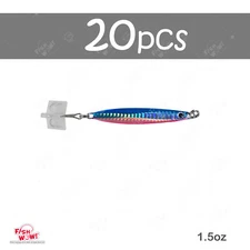 20pcs Pink Blue 1.5oz Colt Sniper jig 42g Vertical jig 3561D-DT MUSTAD Hook NEW