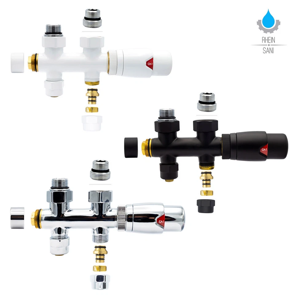 Anschlussgarnitur Mittelanschluss 50mm Heizkörper Thermostat Multiblock