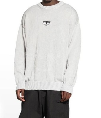 Balenciaga BB Paris Icon Large Fit Sweater Off White Brand New Medium