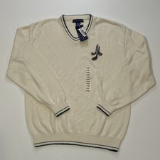 Pinnacle Vintage Golf Sweater Men's Large NWT USA Made Cotton V-Neck Argyle