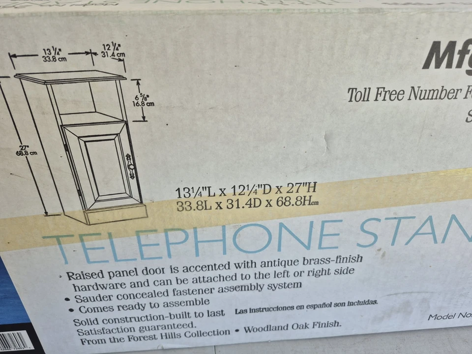 SOPORTE TELEFÓNICO VINTAGE SAUDER WOODLAND ACABADO ROBLE MODELO 2603 NUEVO EN CAJA Foto 3 de 4