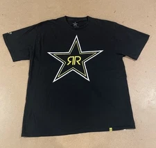 Men’s Rockstar Energy Star Logo Black Graphic T Shirt Size XL