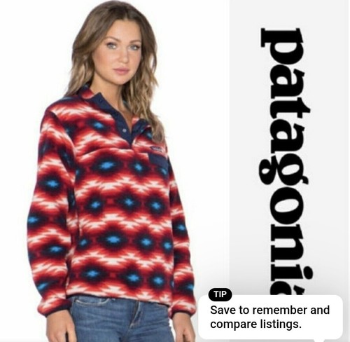 Patagonia Synchilla Snap T Fleece Pullover Red Wild Desert Aztec Womens M Medium - Picture 1 of 7