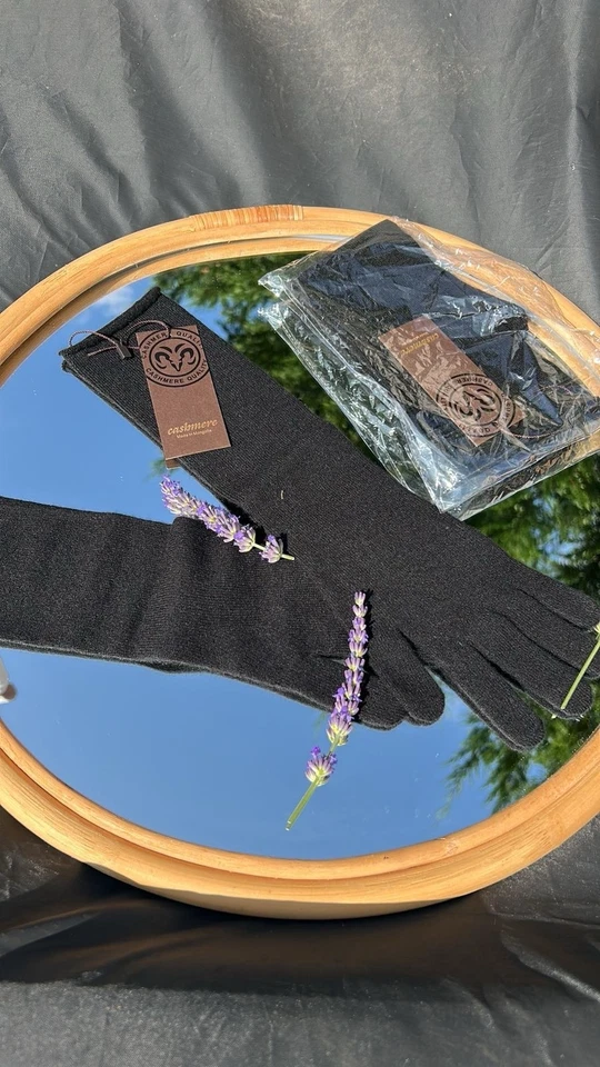 Luffness ladies long cashmere gloves black NEW soft womens luxury wool Mongolia - Image 3 of 4