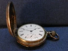 ANTIQUE ELGIN LEADER 17 SIZE 7 JEWELS HUNTER CASE  POCKET WATCH IN SILVER CASE