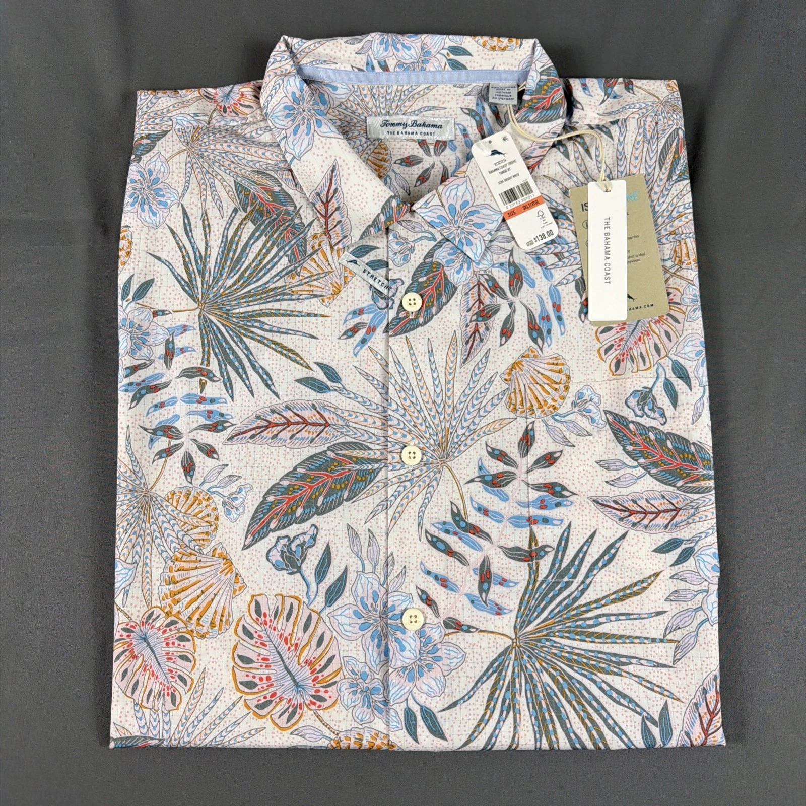 Tommy Bahama Shirt Coast Tropic Print SS 3XLT Multicolor Polyester NWT MSRP $138