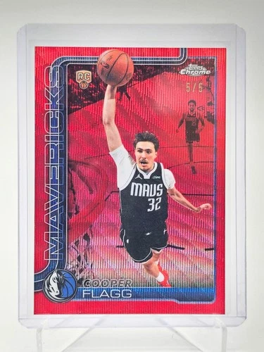COOPER FLAGG 2025-26 TOPPS CHROME UPDATE RED WAVE REFRACTOR ROOKIE RC 5/5 Q7485