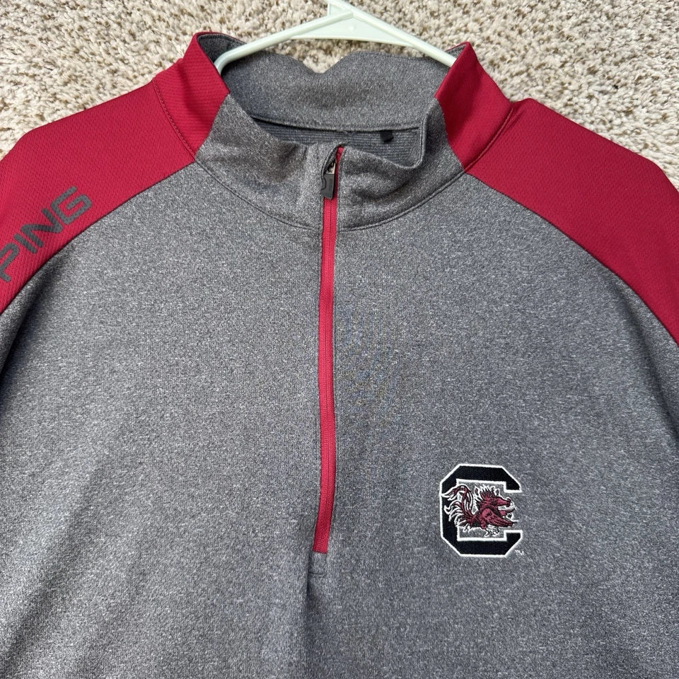 South Carolina Gamecocks Shirt Mens XXL 2XL Ping Quarter Zip Gray Golf Pullover - Image 2 of 4