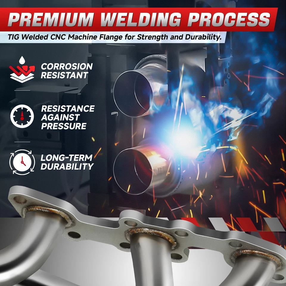 Colector de escape de cabezal corto semipulido Fit 90-96 Nissan 300ZX V6 3,0 L Foto 4 de 4