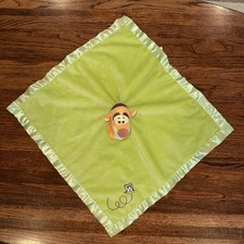 Disney Winnie The Pooh Tigger Lovey Security Blanket Green Satin Trim