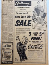 COCA-COLA & C.R. ANTHONY'S NEWSPAPER PAGE AD OKLA. CITY FREE SHIPPING