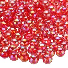 200pcs Acrylic Round Beads AB Colors 10mm Loose Craft Beads Red AB