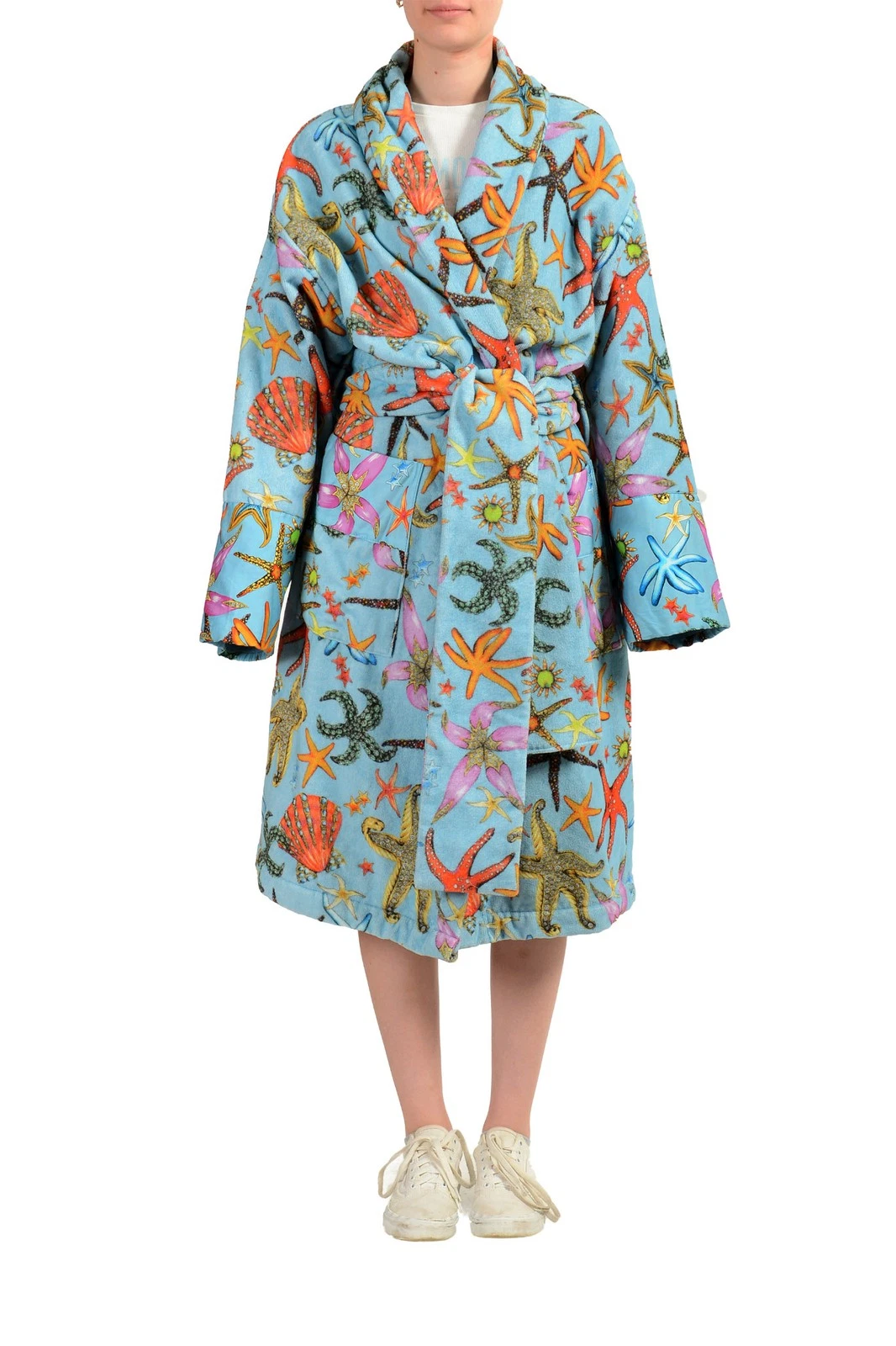 Versace — Versace Women's Multi-Color 100% Cotton Belted Bathrobe US S IT 40