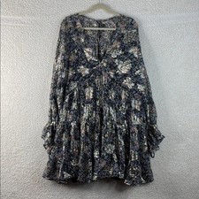 NWOT ASOS Curve Womens Floral Metallic Jacquard Chiffon Smock Mini Dress 18 PLUS