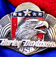 Harley Davidson USA Eagle Logo Pewter Push Pin Tack
