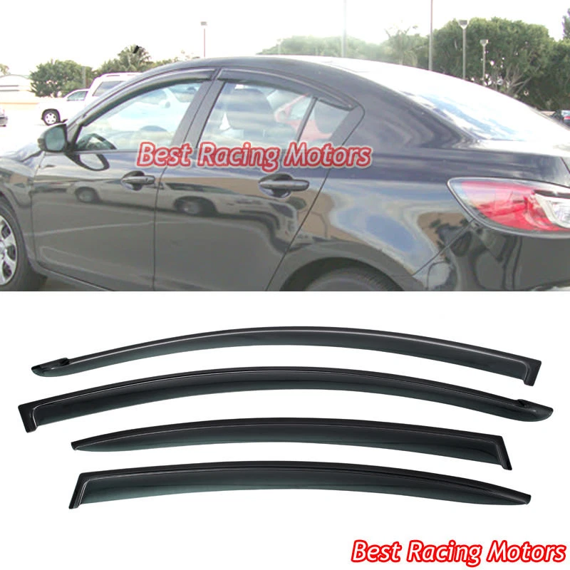 4 Viseras De Ventana Acrílicas Protectoras De Lluvia Para Mazda 3 Hatchback 2010-2013, Estilo Slim, Tintadas