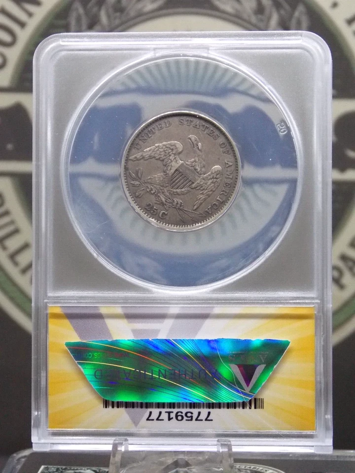 1834 Capped BUST Silver Quarter 25c ANACS VF30 Details #177 Very Fine ECC&C, Inc - Image 4 of 4