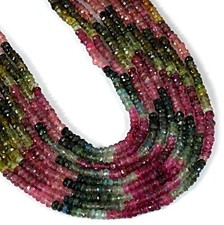 3-4MM Rondelle Faceted Multi Tourmaline Beads 20CM Strand Making For Jewelry