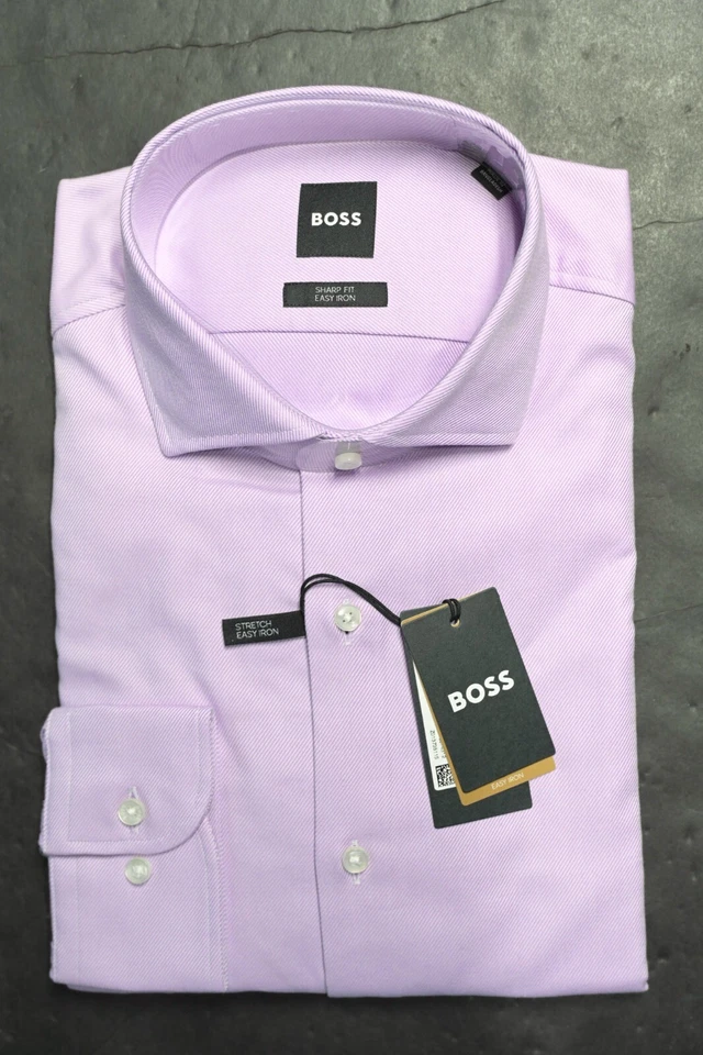 Hugo Boss Camicia Da Uomo Max Easy Iron Slim Fit In Cotone Stretch 39 15.5 34/35 - Immagine 2 di 4
