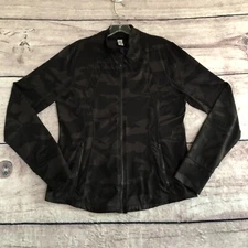 90 Degrees By Reflex Jacket XL Black Gray Camo Fitted Zip Up Active Athletic