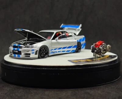 PGM 1:64 Silver Skyline GTR R34 Z-TUNE Fast Engine Model