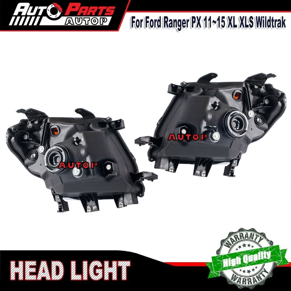 For Ford Ranger PX XL XLS Wildtrak 2011~2015 Pair Black Head Light Front Lamp - image 4 of 4