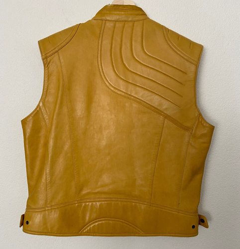 Vintage Gucci Vest XL 52 Yellow Lambskin Leather Zippered Designer Made in Italy - Picture 3 of 16