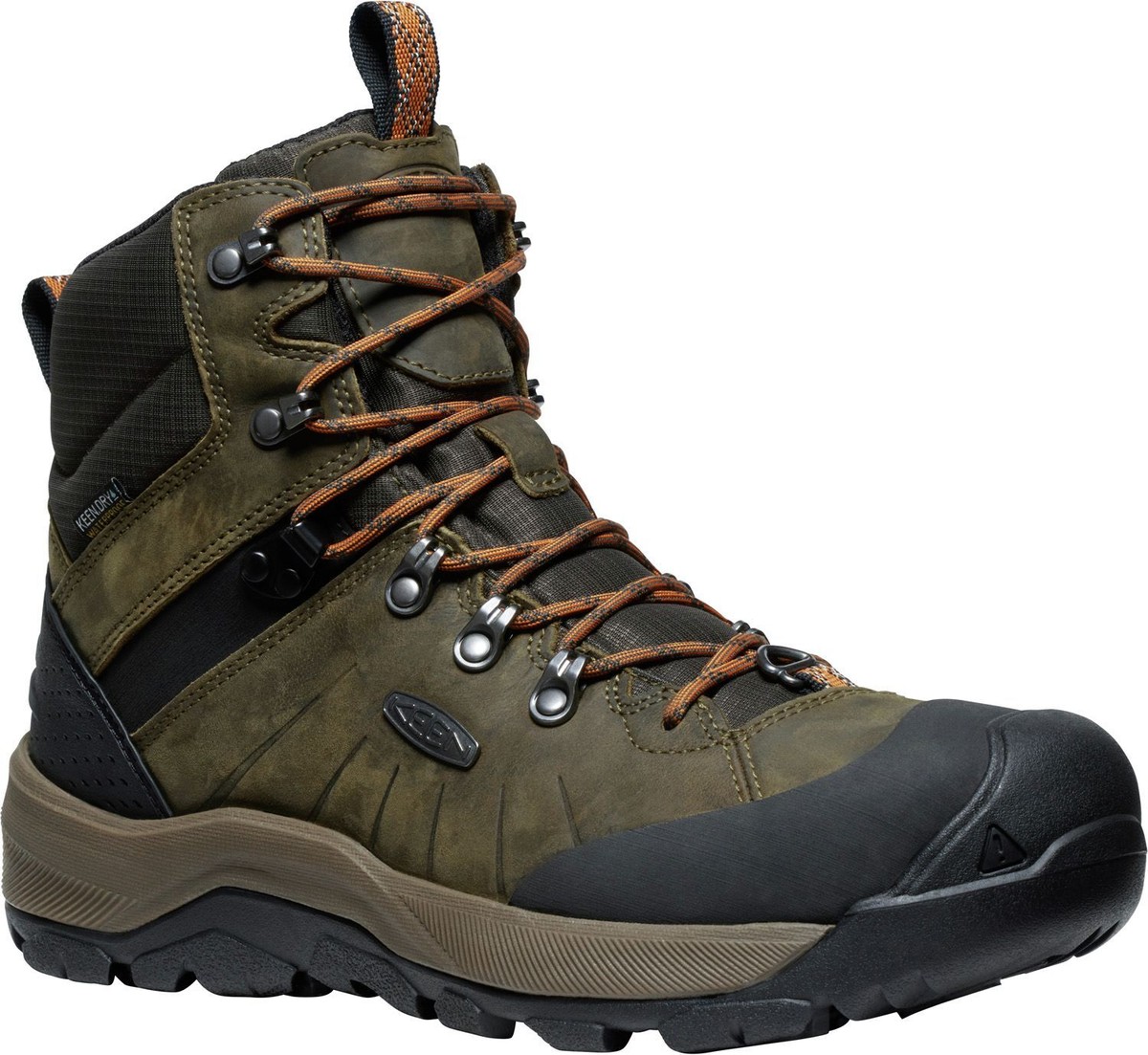 キーン ブーツ REVEL IV MID POLAR Dark Olive/Marmalade Keen Revel IV Mid Polar Men's Winter Boots, Dark Olive/Marmalade