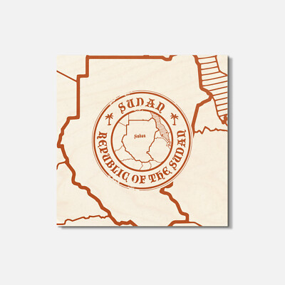 Sudan Map Grunge 4'' X 4'' Square Wooden Coaster