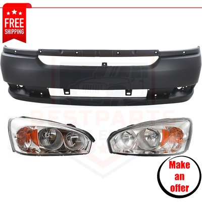 Front Bumper Cover and Headlights set of 3 pc for 2004-2005 Chevrolet Malibu