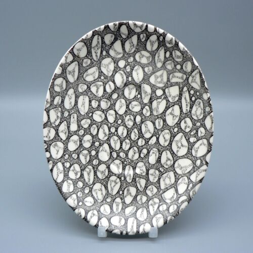 POOLE POTTERY BLACK PEBBLE SAUCEBOAT & STAND C106 MID-CENTURY GRAVY DISH OVAL A1 - Picture 2 of 19