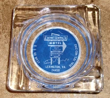 4"x4" square glass keydet-general motel lexington,va. ashtray nice used