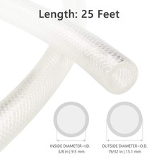 3/8" ID X 25Ft High Pressure Braided Tubing Clear Vinyl Hose Flexible PVC