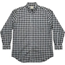 LL Bean Mens Vintage Made in USA XL Tall Plaid Button Down Shirt Green Navy