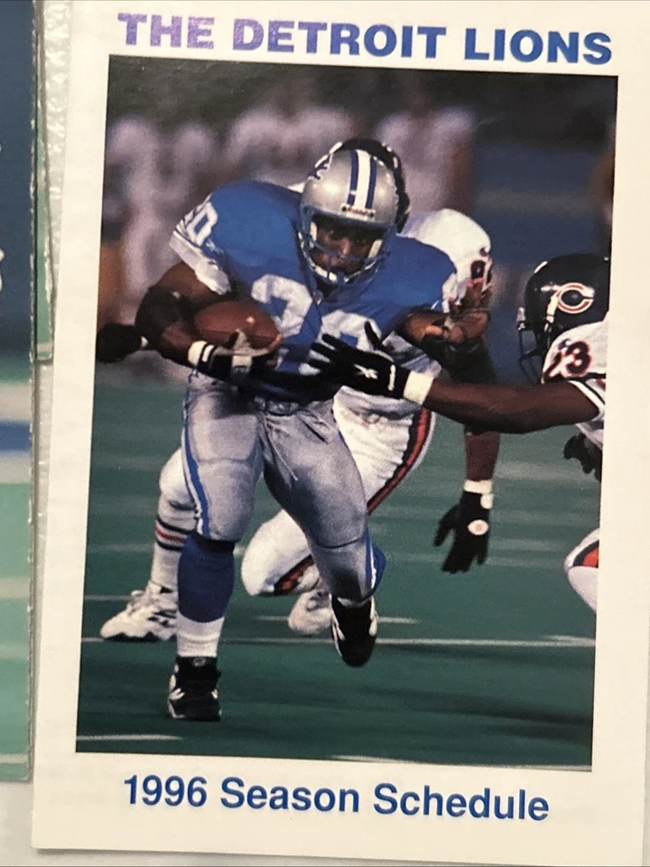 NFL Pocket Schedules Detroit Lions lote mixto de 13 todos Barry Sanders 1992-1996 Foto 4 de 4